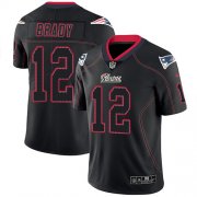 Wholesale Cheap Nike Patriots #12 Tom Brady Lights Out Black Men's Stitched NFL Limited Rush Jersey