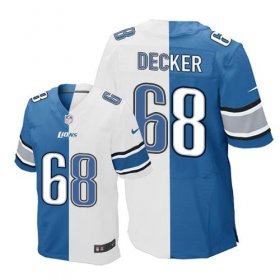 Wholesale Cheap Nike Lions #68 Taylor Decker Blue/White Men\'s Stitched NFL Elite Split Jersey