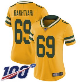 Wholesale Cheap Nike Packers #69 David Bakhtiari Gold Women\'s Stitched NFL Limited Inverted Legend 100th Season Jersey