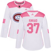 Wholesale Cheap Adidas Canadiens #37 Keith Kinkaid White/Pink Authentic Fashion Women's Stitched NHL Jersey