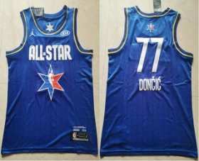 Wholesale Cheap Men\'s Dallas Mavericks #77 Luka Doncic Blue Jordan Brand 2020 All-Star Game Swingman Stitched NBA Jersey
