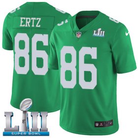 Wholesale Cheap Nike Eagles #86 Zach Ertz Green Super Bowl LII Men\'s Stitched NFL Limited Rush Jersey