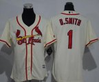 Wholesale Cheap Cardinals #1 Ozzie Smith Cream Alternate Women's Stitched MLB Jersey