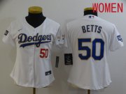 Wholesale Cheap Women Los Angeles Dodgers 50 Betts White Game 2021 Nike MLB Jersey