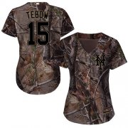 Wholesale Cheap Mets #15 Tim Tebow Camo Realtree Collection Cool Base Women's Stitched MLB Jersey