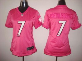 Wholesale Cheap Nike Steelers #7 Ben Roethlisberger Pink New Women\'s Be Luv\'d Stitched NFL Elite Jersey