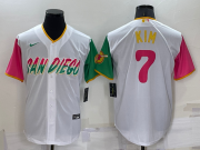 Wholesale Cheap Men's San Diego Padres #7 Ha Seong Kim White 2022 City Connect Cool Base Stitched Jersey