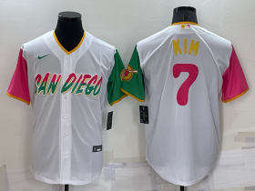 Wholesale Cheap Men\'s San Diego Padres #7 Ha Seong Kim White 2022 City Connect Cool Base Stitched Jersey