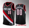 Wholesale Cheap Men's Portland Trail Blazers #00 Scoot Henderson Black 2023 Draft Icon Edition Stitched Basketball Jersey