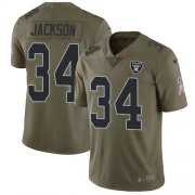 Wholesale Cheap Nike Raiders #34 Bo Jackson Olive Youth Stitched NFL Limited 2017 Salute to Service Jersey