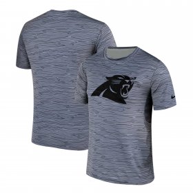 Wholesale Cheap Men\'s Carolina Panthers Nike Gray Black Striped Logo Performance T-Shirt
