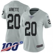Wholesale Cheap Nike Raiders #20 Damon Arnette Silver Women's Stitched NFL Limited Inverted Legend 100th Season Jersey