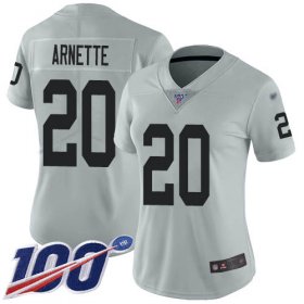 Wholesale Cheap Nike Raiders #20 Damon Arnette Silver Women\'s Stitched NFL Limited Inverted Legend 100th Season Jersey