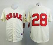 Wholesale Cheap Indians #28 Corey Kluber Cream Cool Base Stitched MLB Jersey