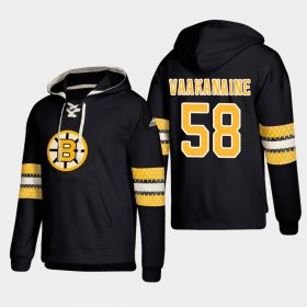 Wholesale Cheap Boston Bruins #58 Urho Vaakanaine Black adidas Lace-Up Pullover Hoodie