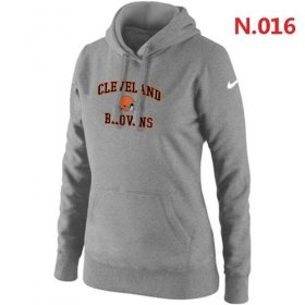 Wholesale Cheap Women\'s Nike Cleveland Browns Heart & Soul Pullover Hoodie Light Grey