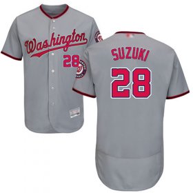 Wholesale Cheap Nationals #28 Kurt Suzuki Grey Flexbase Authentic Collection Stitched MLB Jersey