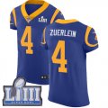 Wholesale Cheap Nike Rams #4 Greg Zuerlein Royal Blue Alternate Super Bowl LIII Bound Men's Stitched NFL Vapor Untouchable Elite Jersey
