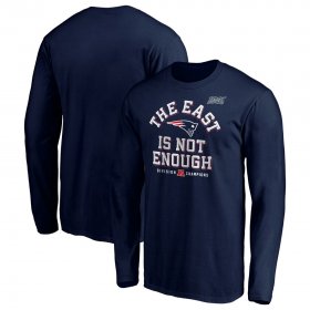 Wholesale Cheap New England Patriots NFL 2019 AFC East Division Champions Cover Two Long Sleeve T-Shirt Navy