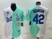 Wholesale Men's Los Angeles Dodgers #42 Jackie Robinson White Green Number 2022 Celebrity Softball Game Cool Base Jersey