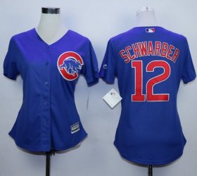 Wholesale Cheap Cubs #12 Kyle Schwarber Blue Alternate Women\'s Stitched MLB Jersey