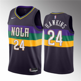 Wholesale Cheap Men\'s New Orleans Pelicans #24 Jordan Hawkins Purple 2023 Draft City Edition Stitched Basketball Jersey