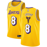 Wholesale Cheap Men's Los Angeles Lakers #8 Kobe Bryant Yellow Nike Swingman Black Mamba Logo Swingman Jeresy