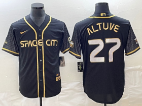 Wholesale Cheap Men\'s Houston Astros #27 Jose Altuve Black City Connect Cool Base Stitched Baseball Jersey