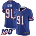 Wholesale Cheap Nike Bills #91 Ed Oliver Royal Blue Team Color Men's Stitched NFL 100th Season Vapor Limited Jersey