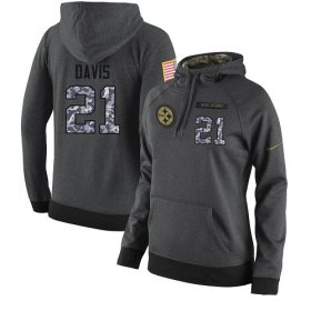 Wholesale Cheap NFL Women\'s Nike Pittsburgh Steelers #21 Sean Davis Stitched Black Anthracite Salute to Service Player Performance Hoodie