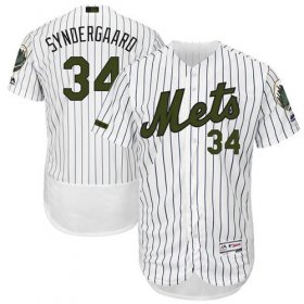 Wholesale Cheap Mets #34 Noah Syndergaard White(Blue Strip) Flexbase Authentic Collection Memorial Day Stitched MLB Jersey