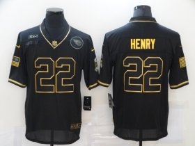 Wholesale Cheap Men\'s Tennessee Titans #22 Derrick Henry Black Gold 2020 Salute To Service Stitched NFL Nike Limited Jersey