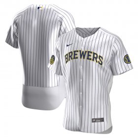 Wholesale Cheap Milwaukee Brewers Men\'s Nike White Home 2020 Authentic Team MLB Jersey