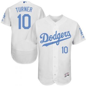 Wholesale Cheap Dodgers #10 Justin Turner White Flexbase Authentic Collection Father\'s Day Stitched MLB Jersey