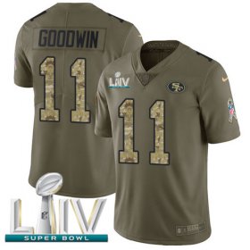 Wholesale Cheap Nike 49ers #11 Marquise Goodwin Olive/Camo Super Bowl LIV 2020 Men\'s Stitched NFL Limited 2017 Salute To Service Jersey