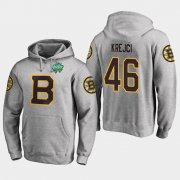 Wholesale Cheap Bruins #46 David Krejci Gray 2018 Winter Classic Fanatics Primary Logo Hoodie