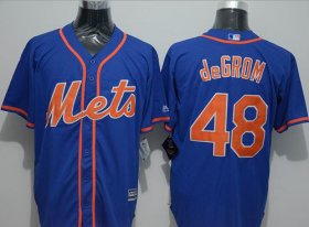 Wholesale Cheap Mets #48 Jacob DeGrom Blue New Cool Base Alternate Home Stitched MLB Jersey