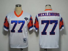 Wholesale Cheap Mitchel and Ness Broncos #77 Karl Mecklenburg White With 75 Anniversary Patch Stitched Throwback NFL Jersey