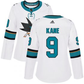 Wholesale Cheap Adidas Sharks #9 Evander Kane White Road Authentic Women\'s Stitched NHL Jersey