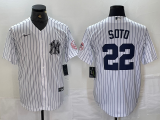 Cheap Men's New York Yankees #22 Juan Soto Name White With Patch 2024 Cool Base Stitched Jersey