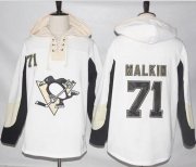 Wholesale Cheap Penguins #71 Evgeni Malkin White Pullover Hoodie Stitched NHL Jersey