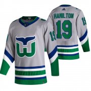Wholesale Cheap Carolina Hurricanes #19 Dougie Hamilton Grey Men's Adidas 2020-21 Reverse Retro Alternate NHL Jersey