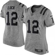 Wholesale Cheap Nike Colts #12 Andrew Luck Gray Women's Stitched NFL Limited Gridiron Gray Jersey