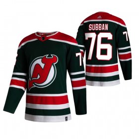Wholesale Cheap New Jersey Devils #76 P.K. Subban Green Men\'s Adidas 2020-21 Reverse Retro Alternate NHL Jersey