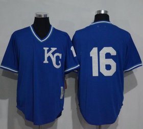 Wholesale Cheap Mitchell And Ness 1989 Royals #16 Bo Jackson Blue Throwback Stitched MLB Jersey