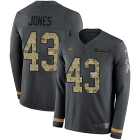 Wholesale Cheap Nike Broncos #43 Joe Jones Anthracite Salute to Service Men\'s Stitched NFL Limited Therma Long Sleeve Jersey