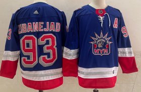 Wholesale Cheap Men\'s New York Rangers #93 Mika Zibanejad Light Blue 2021 Retro Stitched NHL Jersey
