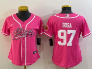 Wholesale Cheap Women's San Francisco 49ers #97 Nick Bosa Pink With Patch Cool Base Stitched Baseball Jersey