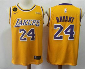 Wholesale Cheap Men\'s Los Angeles Lakers #24 Kobe Bryant Yellow With KB Patch 2018-2019 Nike Wish Swingman Stitched NBA Jersey