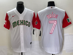Wholesale Cheap Men\'s Mexico Baseball #7 Julio Urias Number 2023 White Red World Classic Stitched Jersey46